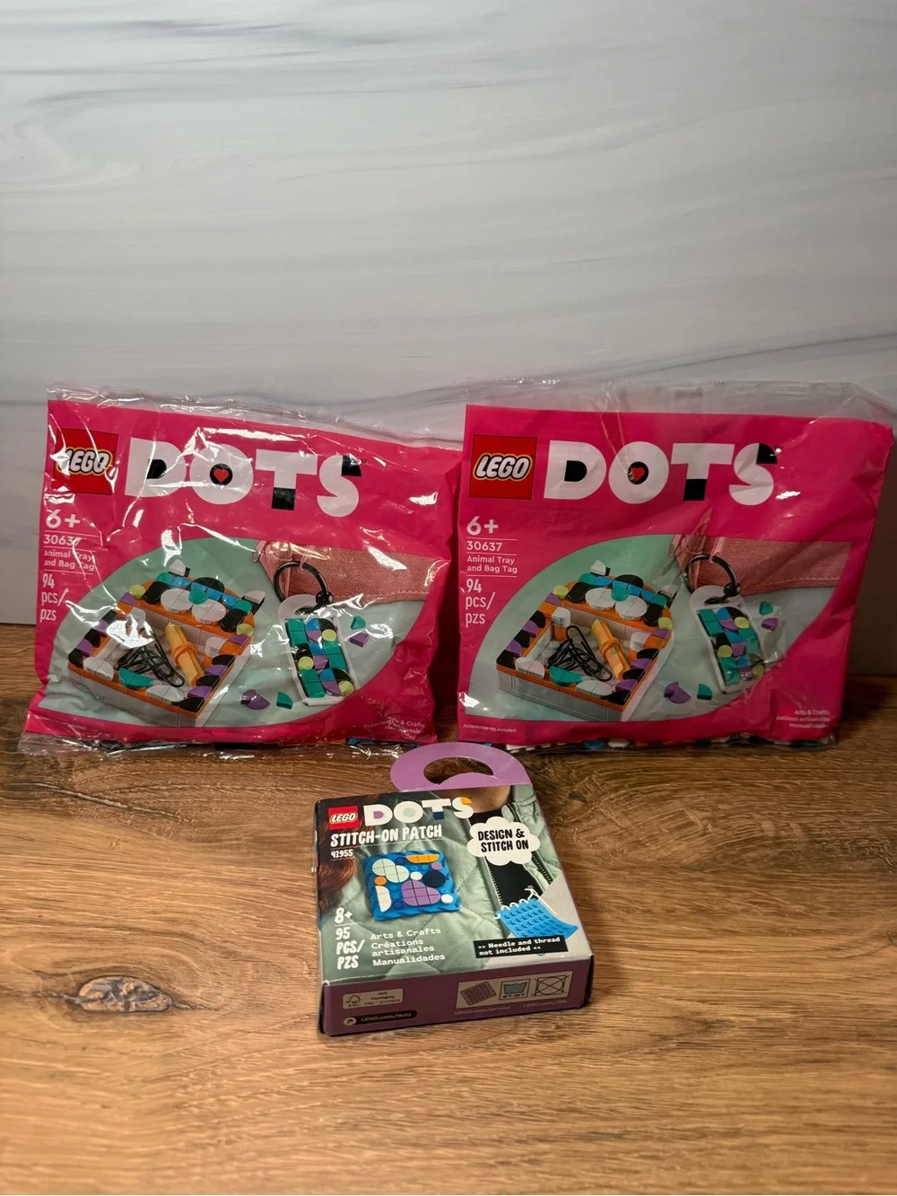 LEGO DOTS Bundle 2 Animal Tray Bag Tag 30637 + Stitch-On Patch 41955 New